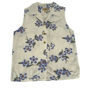 Original Island Sport Top Women's Size Large Floral Hawaiian Sleeveless Polo